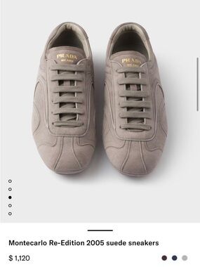 Prada Suede Montecarlo Re-Edition Sneakers in Taupe used size 10